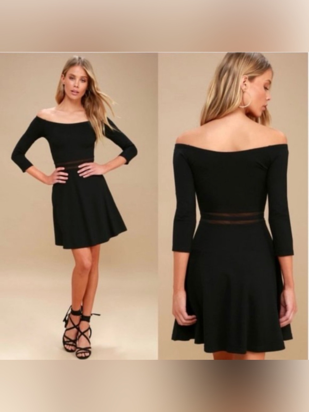 Lulu's Black Cold-Shoulder Fit-and-Flare Dress
